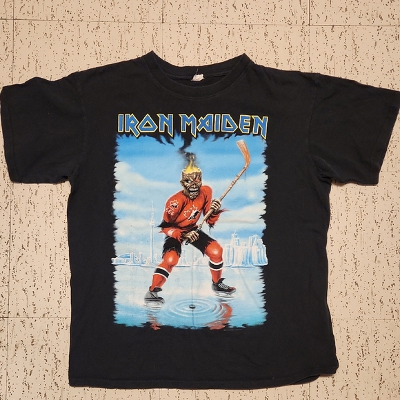Anvil Other - Iron Maiden Team Canada Hockey Logo Somewhere Back In Time 2008 Tour T Shirt